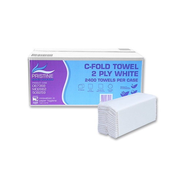 C-Fold Hand Towels 2ply Plain White 